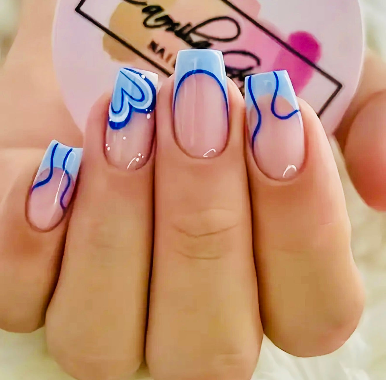 Blue Short Press On Nails