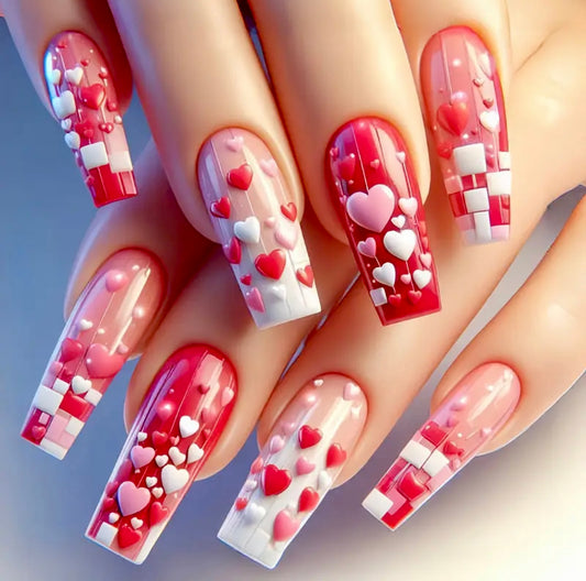 Valentine’s Day Design Long Press On Nails
