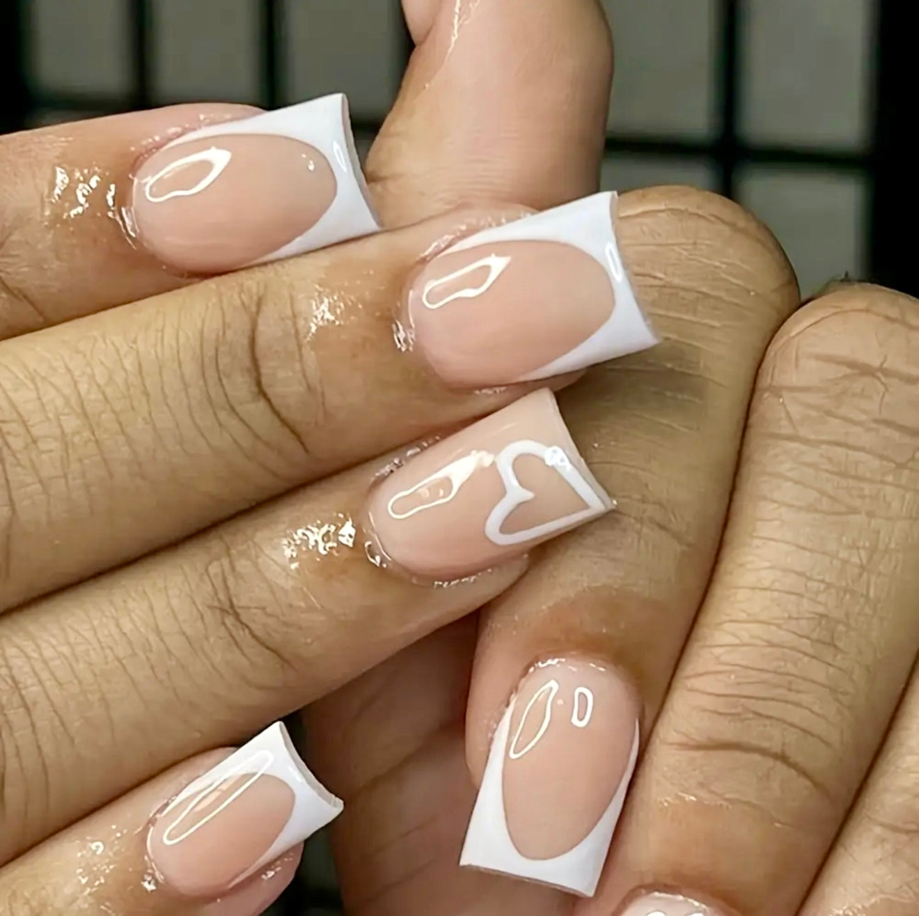 White French Tips Short Press On Nails