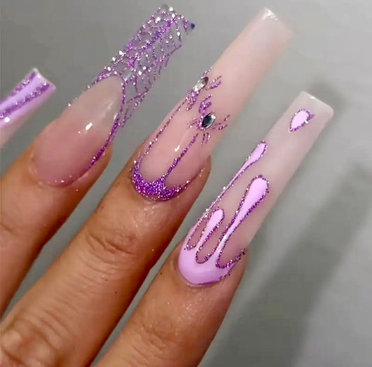 Purple Long Press On Nails
