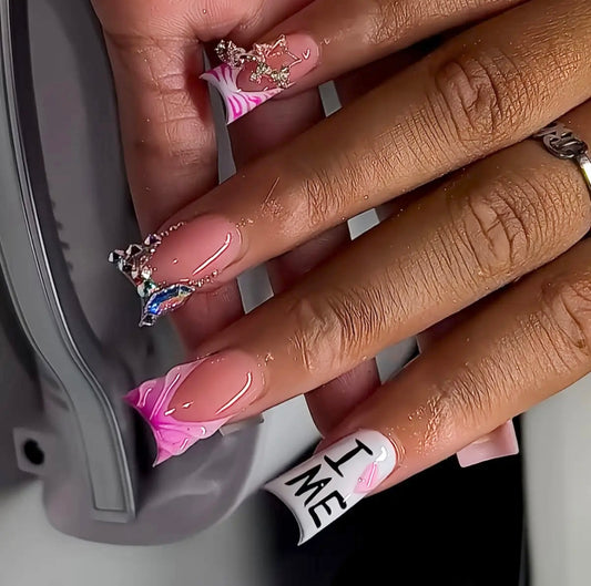 Pink Duck Press On Nails
