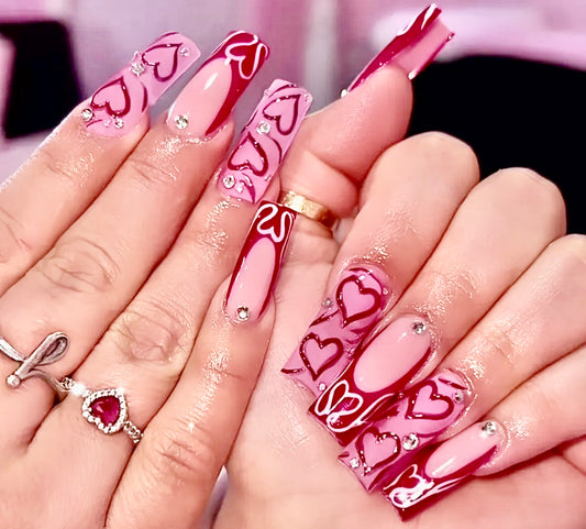 Valentine’s Day Design Long Press On Nails