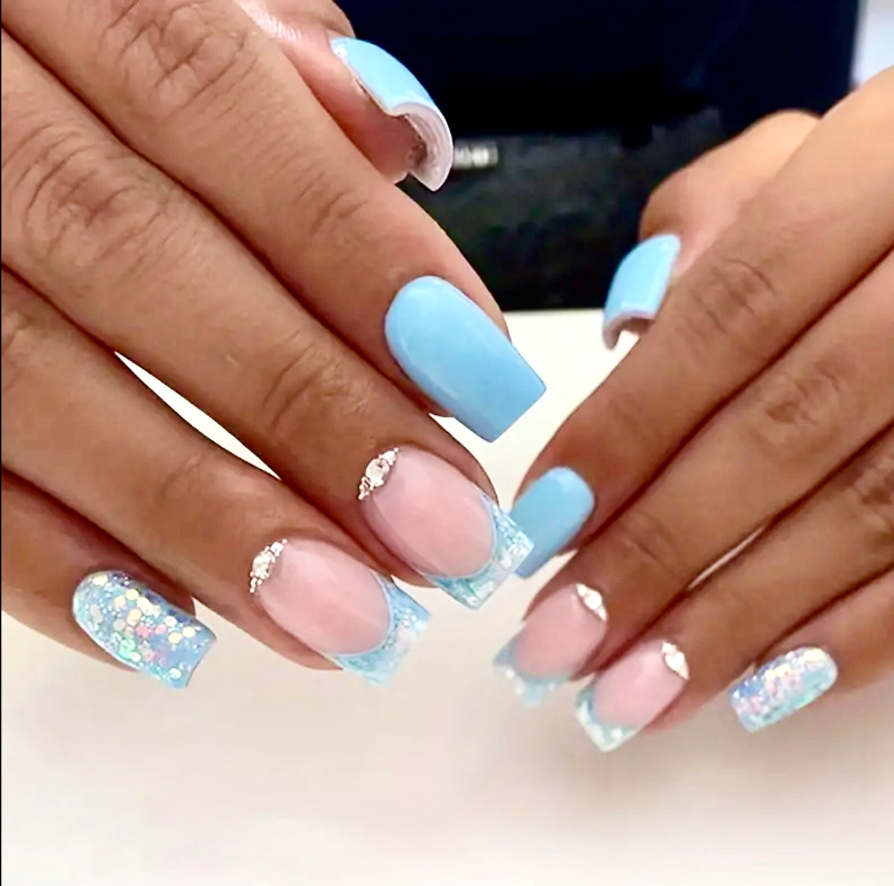 Blue Short Press On Nails