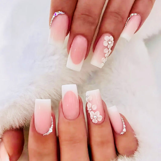 White Short Press On Nails