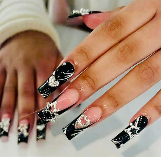 Black Long Press On Nails