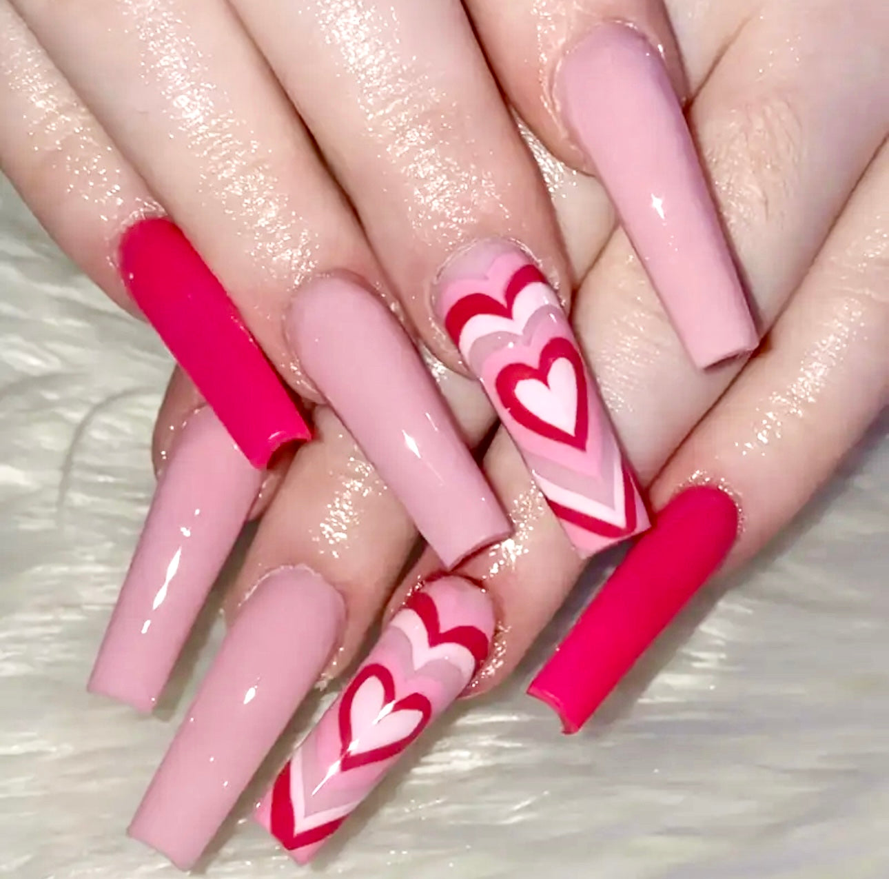 Valentine’s Day Design Long Press On Nails