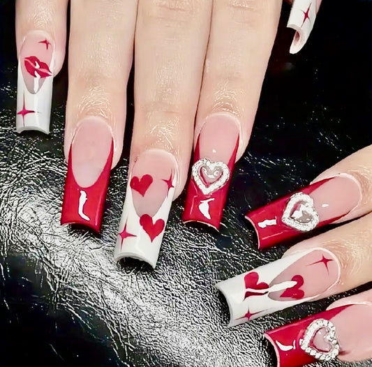 Valentine’s Day Design Long Press On Nails