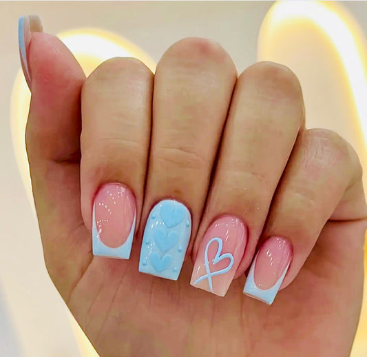 Blue Short Press On Nails