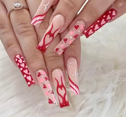 Valentine’s Day Design Long Press On Nails