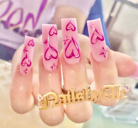 Valentine’s Day Design Long Press On Nails