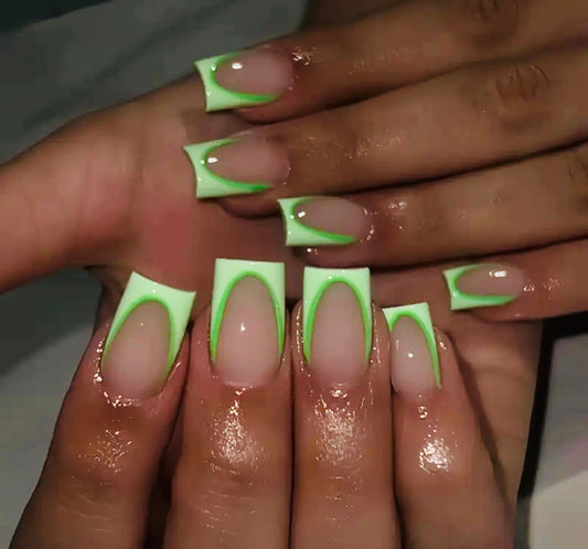 Neon Green Short Press On Nails