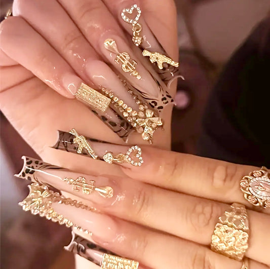 Brown Long Press On Nails